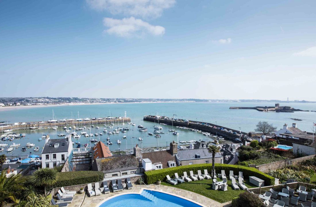 View of St aubin's bay from the Somerville Terrace